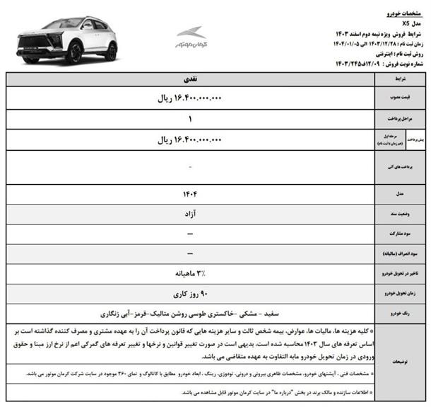 فروش عیدانه دو محصول کرمان موتور (نوروز 1404)